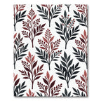 Dark Red Leafy Branch Medallion Rug