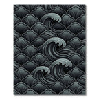 Dark Gray Ocean Wave Composition Rug