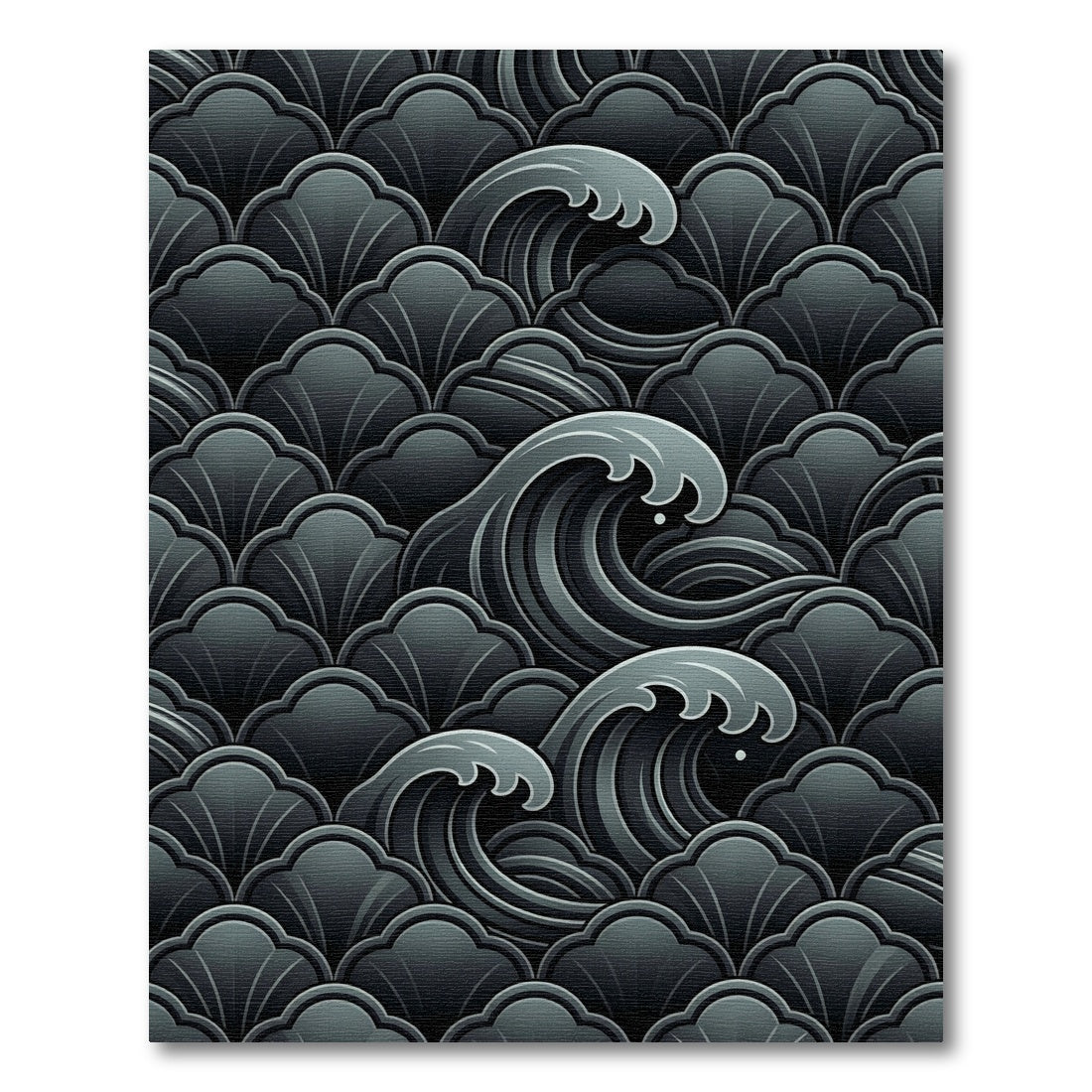 Dark Gray Ocean Wave Composition Rug