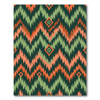Green and Orange Chevron Diamond Ikat Rug