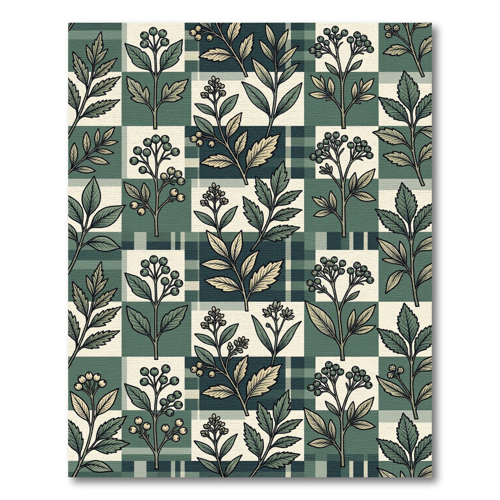 Botanical Sage Green Checked Berry Rug