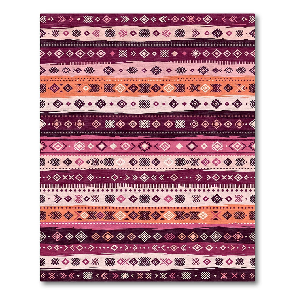Tribal Maroon Orange Geometric Stripe Rug