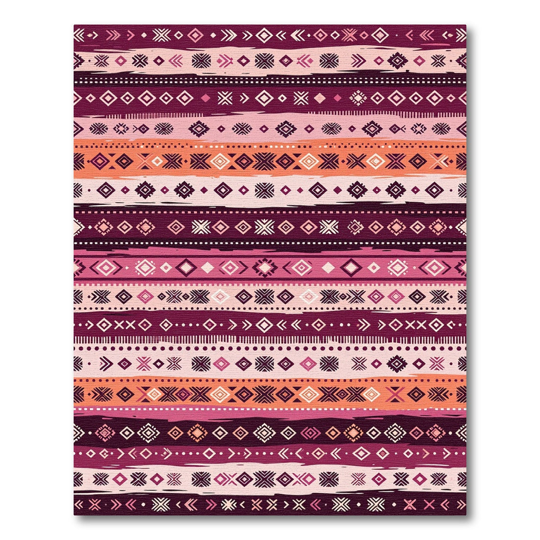 Tribal Maroon Orange Geometric Stripe Rug