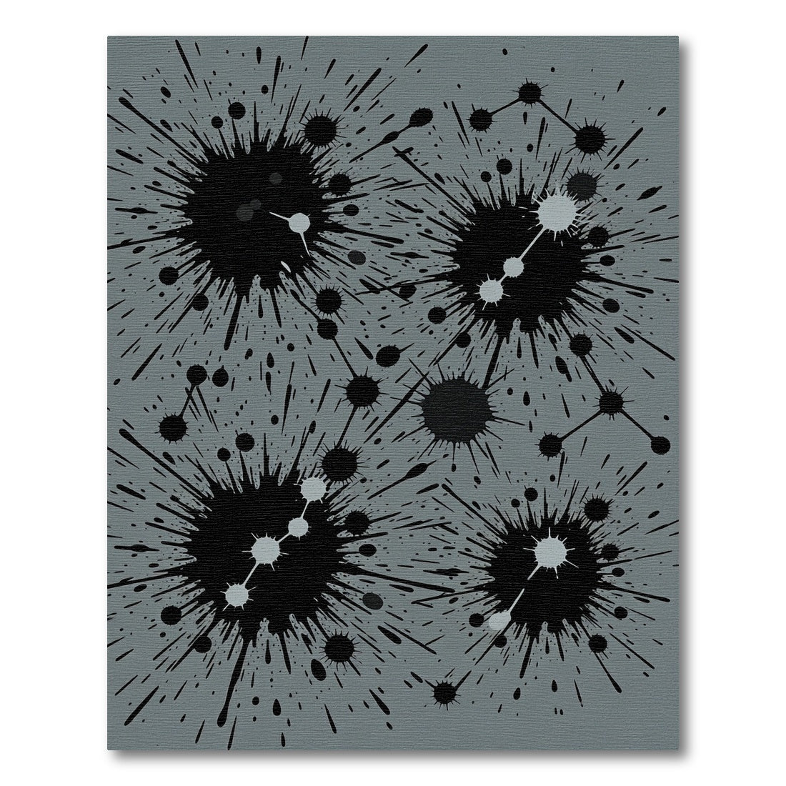 Modern Gray Ink Splatter Abstract Art Rug