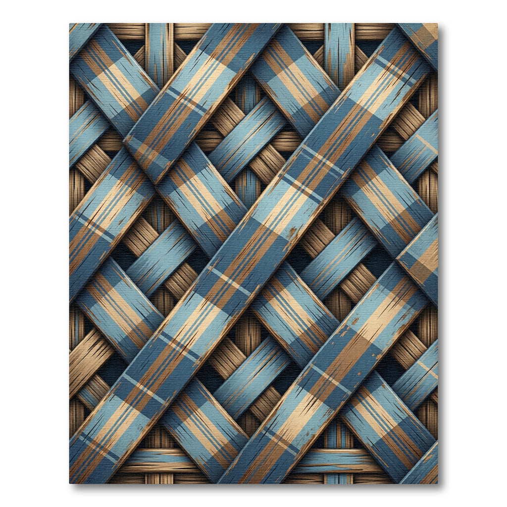 Woven Blue and Tan Plaid Rug