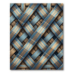 Woven Blue and Tan Plaid Rug