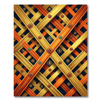 Golden Orange Intersecting Compass Swirls Rug
