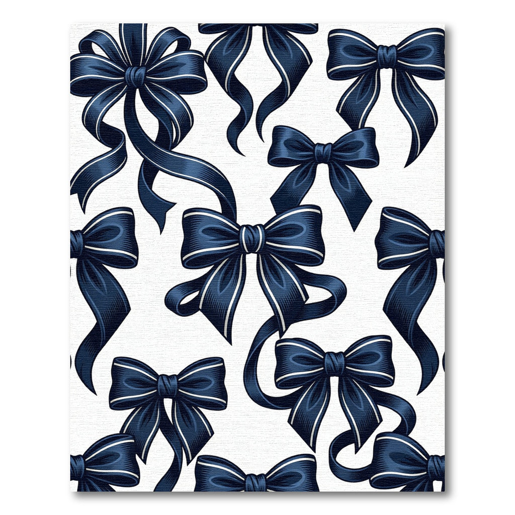 Elegant Navy Blue Bow Ribbon Accent Rug