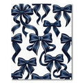 Elegant Navy Blue Bow Ribbon Accent Rug