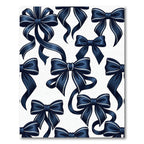 Elegant Navy Blue Bow Ribbon Accent Rug