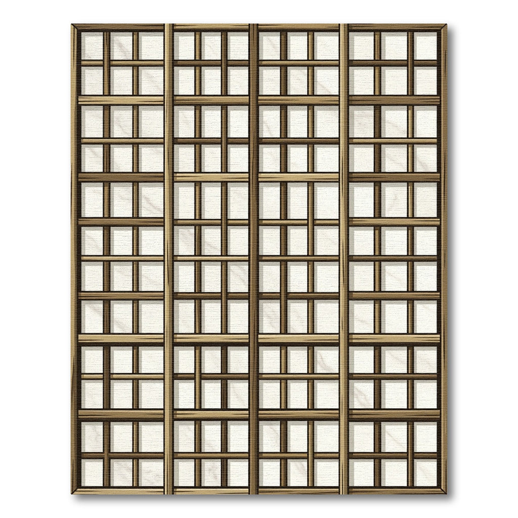 Natural Wood Lattice Marble Panels Rug