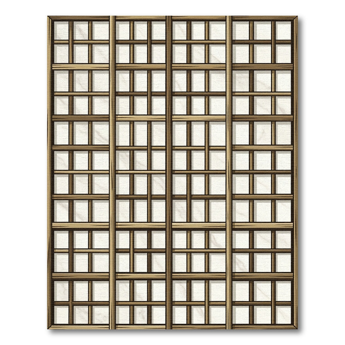 Natural Wood Lattice Marble Panels Rug
