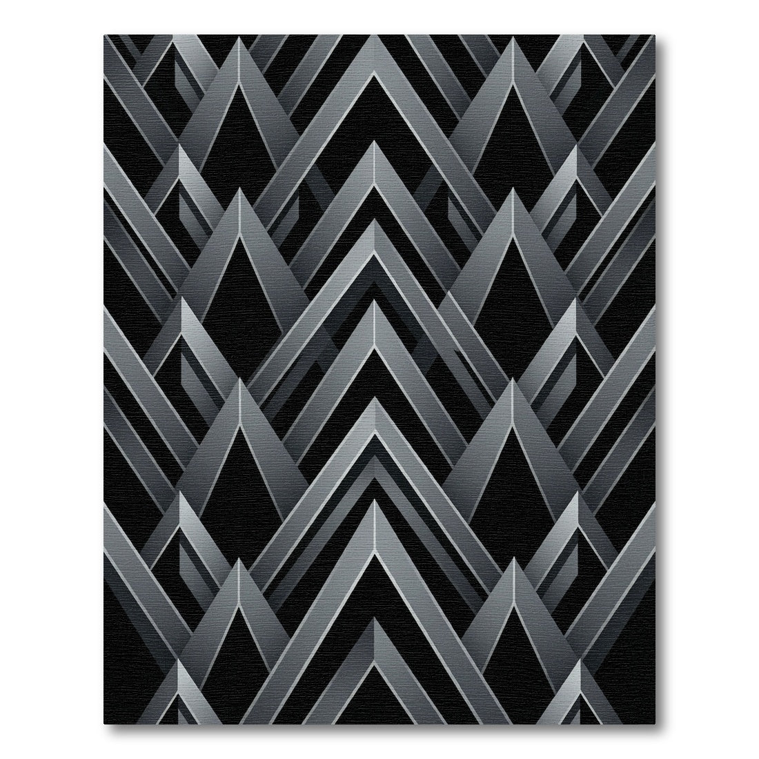 Sophisticated Monochrome Geometric Chevron Rug