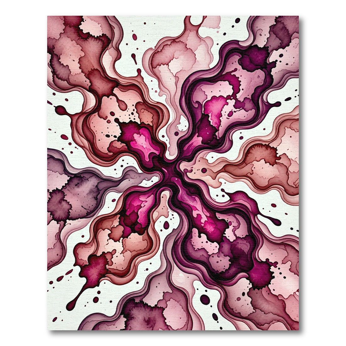 Vibrant Magenta Ink Swirl Abstract Rug