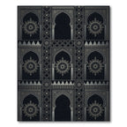 Black Silver Arched Medallion Pattern Rug