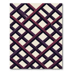 Modern Crimson Black Geometric Grid Rug