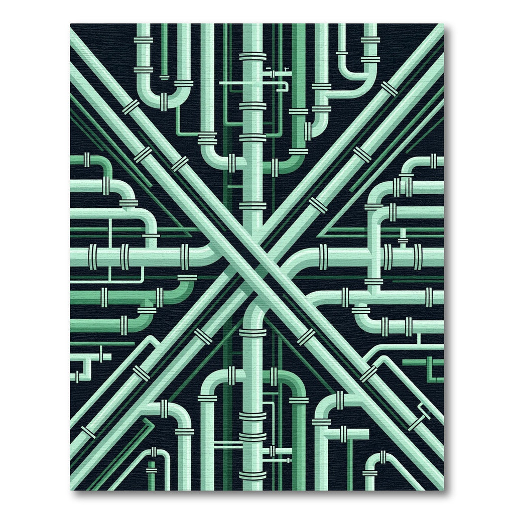 Mint Green Industrial Pipe Abstract Rug