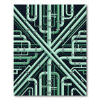 Mint Green Industrial Pipe Abstract Rug
