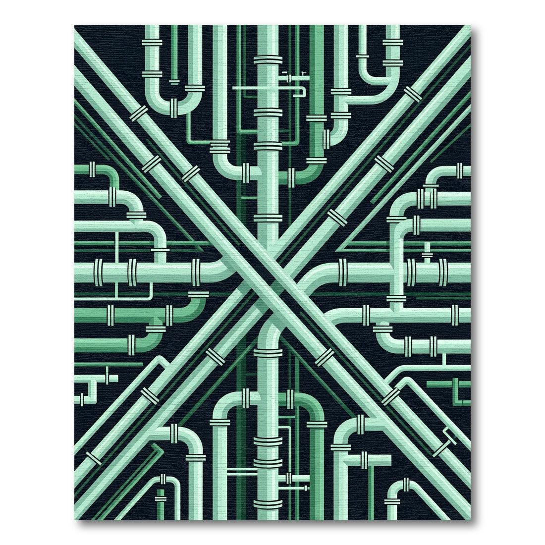 Mint Green Industrial Pipe Abstract Rug