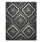 Ornate Silver Compass Rose Tile Rug