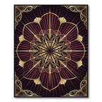 Art Deco Crimson Golden Sunburst Medallion Rug