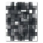 Monochromatic Abstract Geometric Grid Line Art Rug