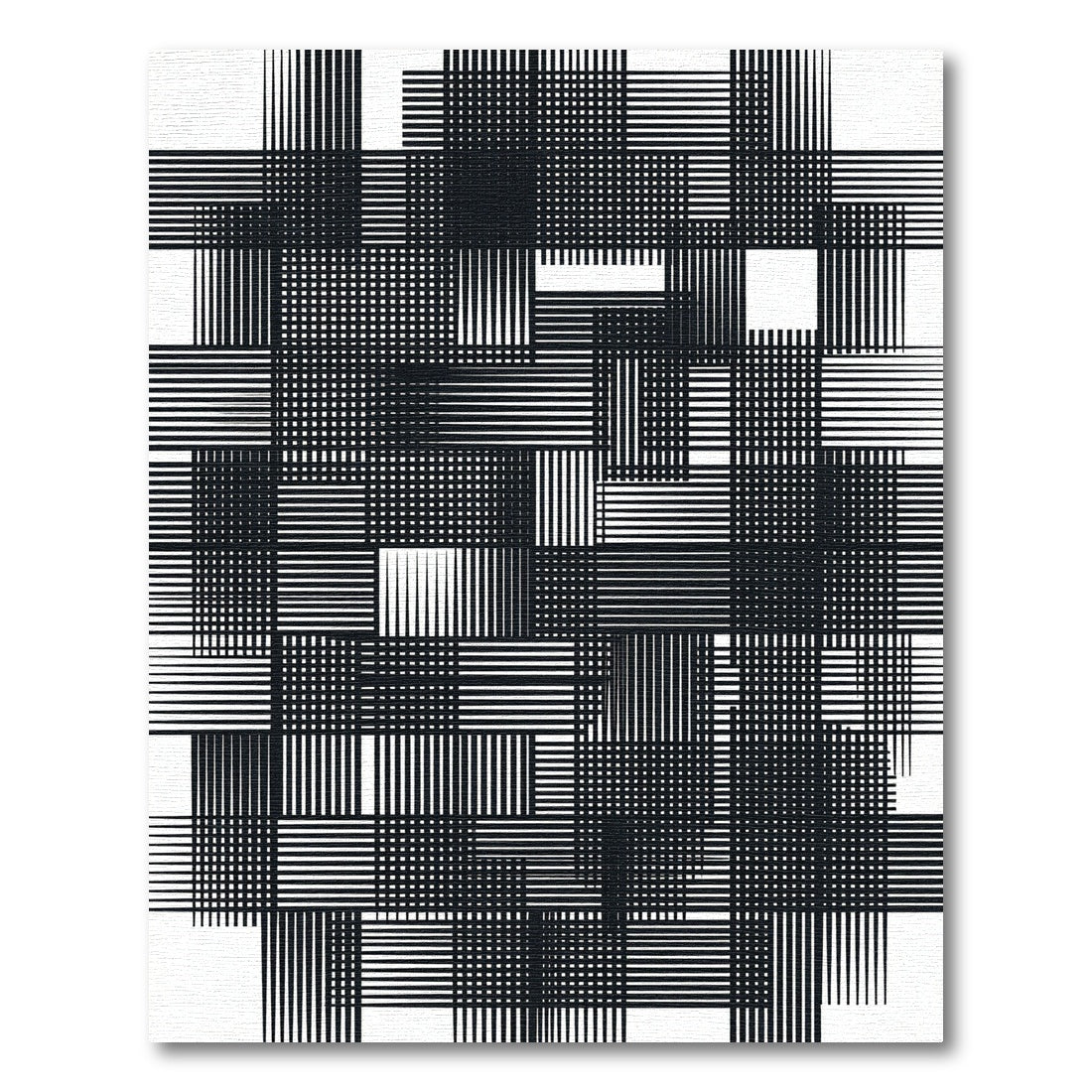 Monochromatic Abstract Geometric Grid Line Art Rug