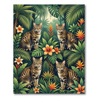 Vibrant Jungle Cats Tropical Blooms Rug
