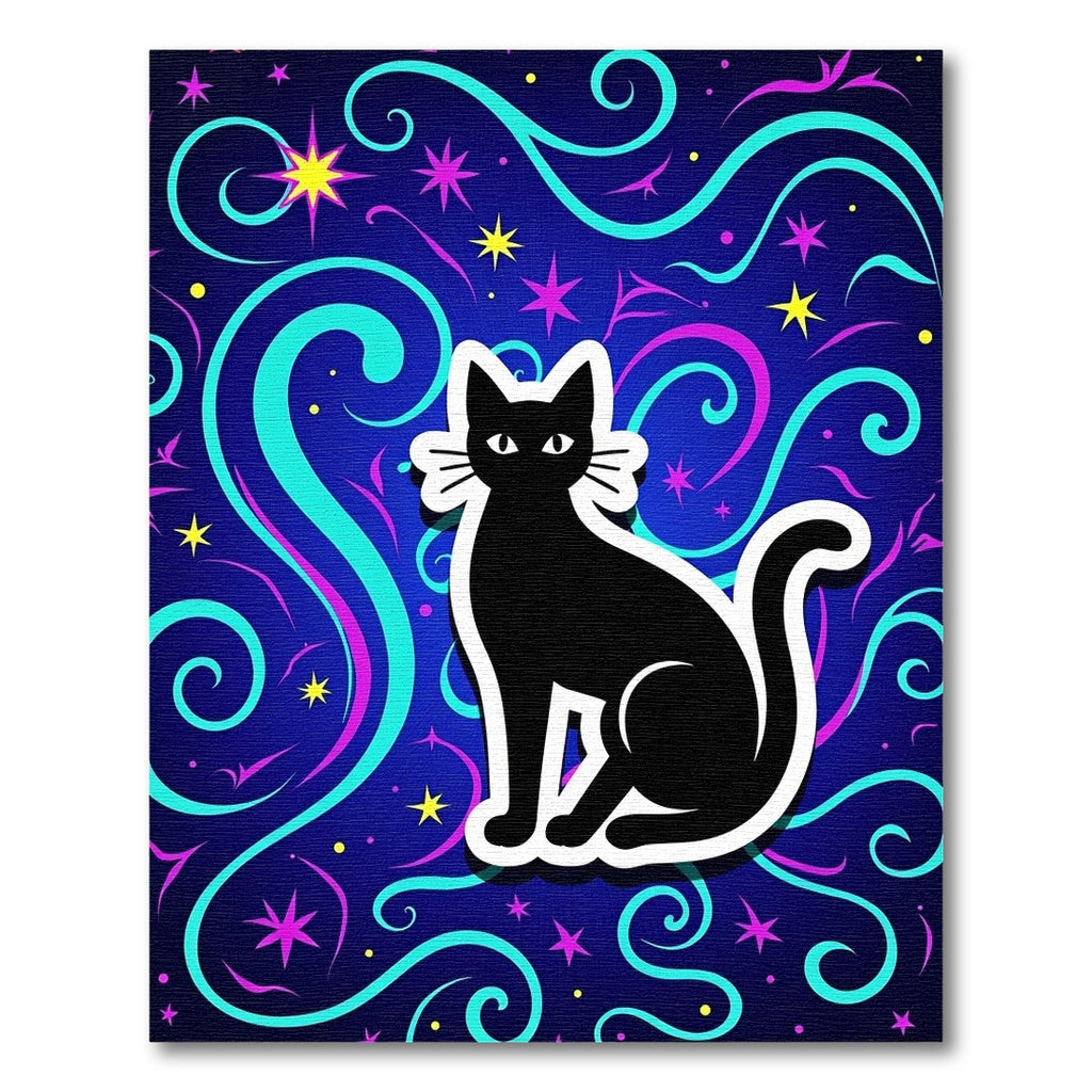 Black Cat Cosmic Swirls Rug