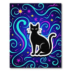Black Cat Cosmic Swirls Rug
