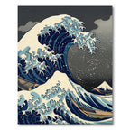 Japanese Great Wave Blue Sea Art Rug