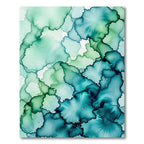 Ethereal Teal and Emerald Alcohol Ink Rug