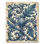 Elegant Blue Shell Acanthus Flourish Rug