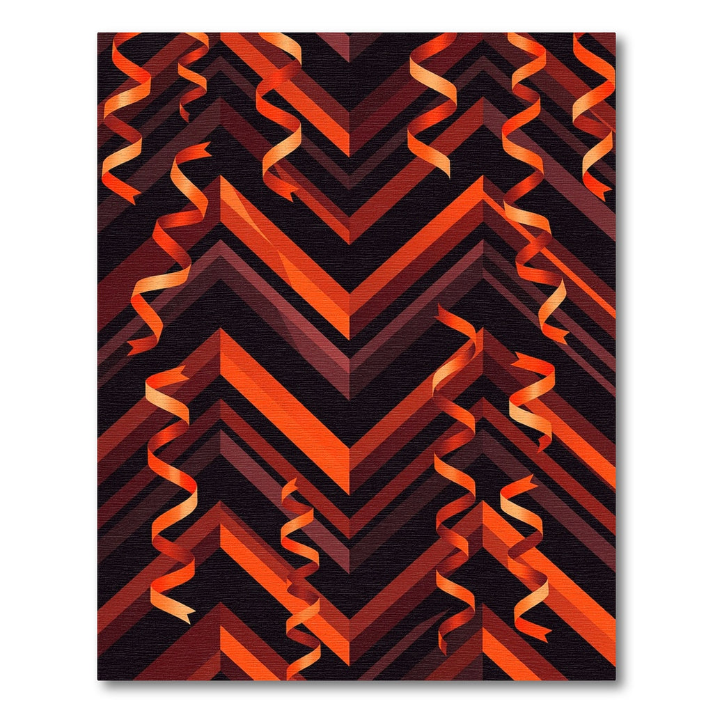 Orange Serpentine Chevron Ribbon Rug