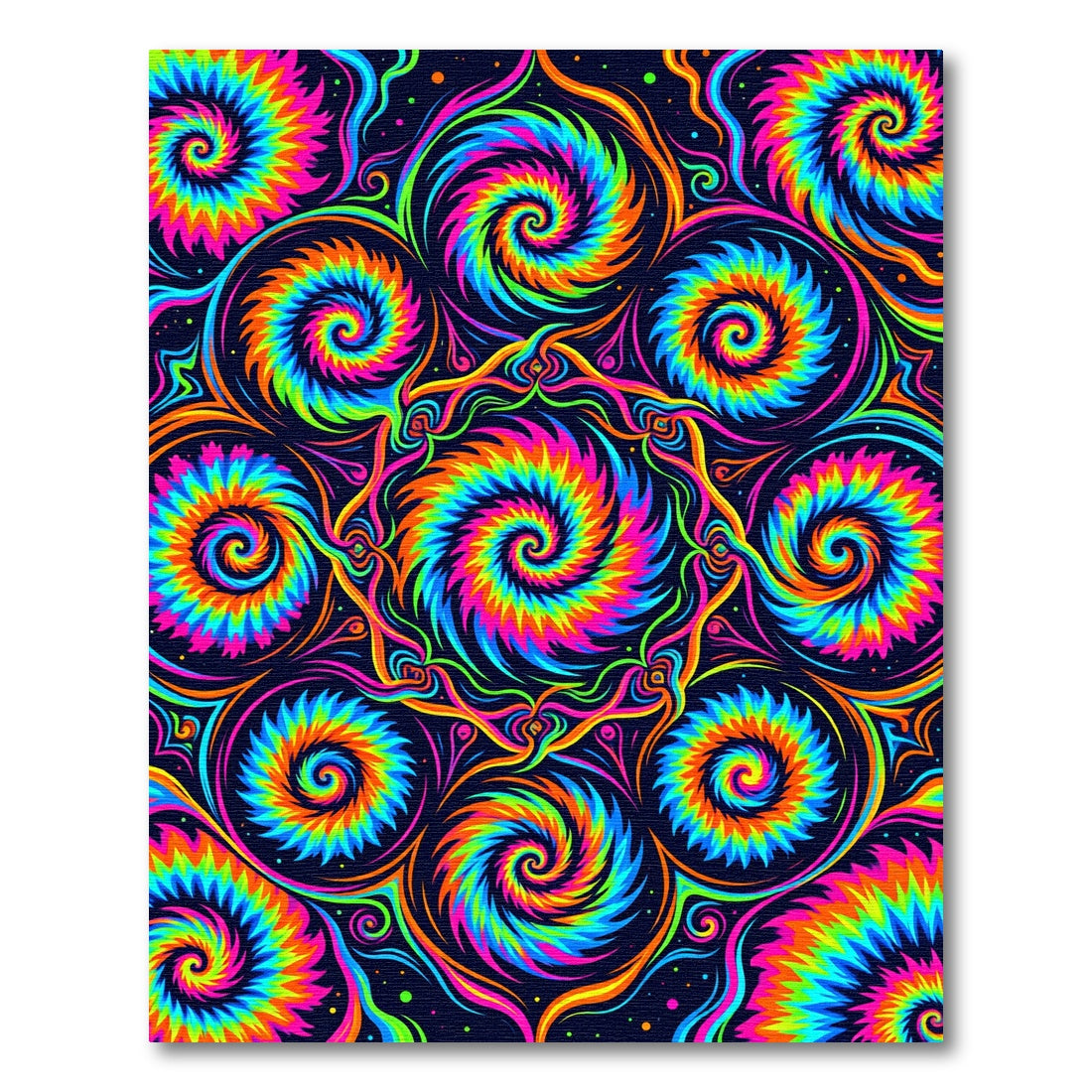 Vibrant Neon Psychedelic Swirl Kaleidoscope Rug