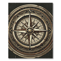 Vintage Nautical Compass Medallion Area Rug
