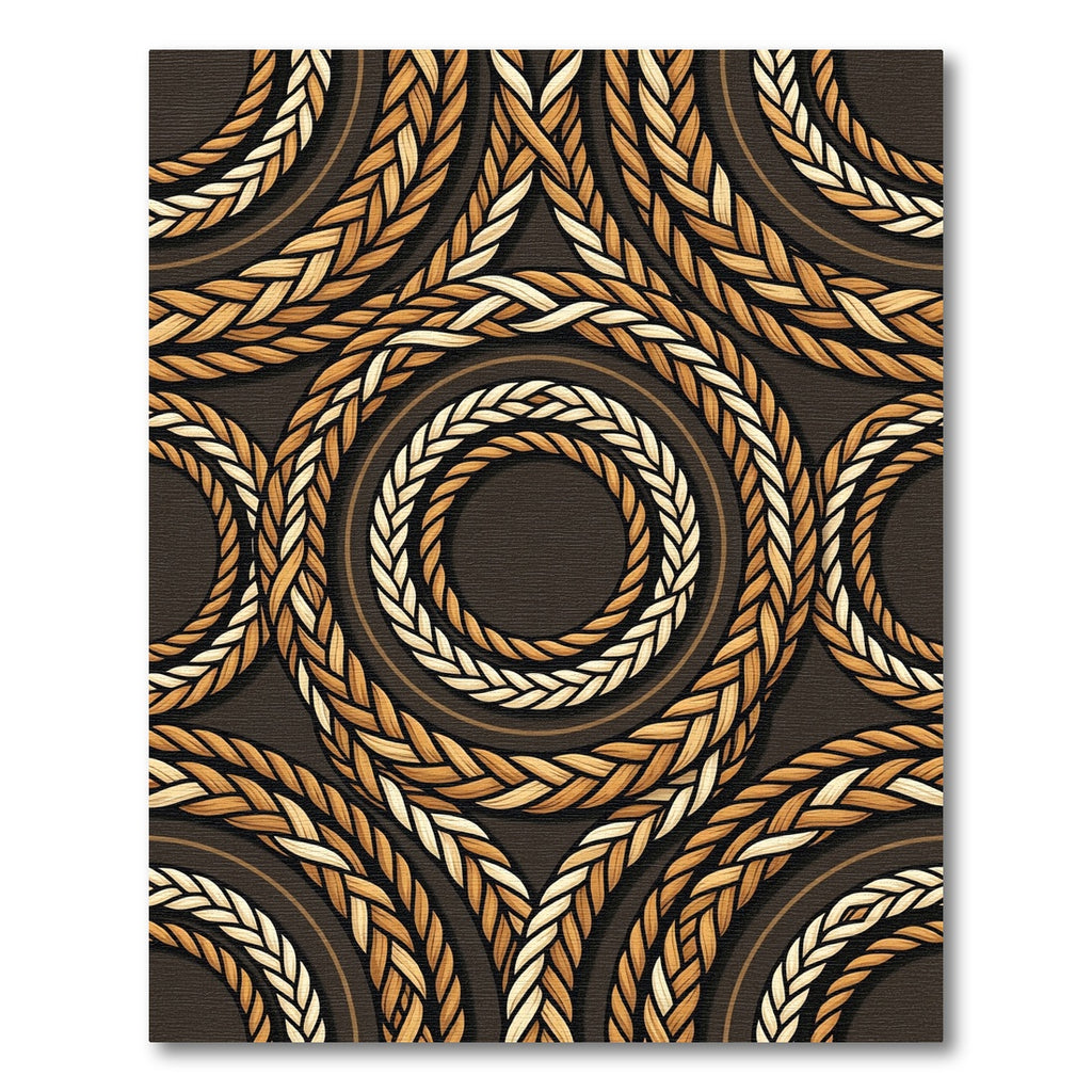 Braided Rope Circles Warm Sepia Rug