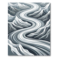Modern Monochrome Glacial Winding River Rug