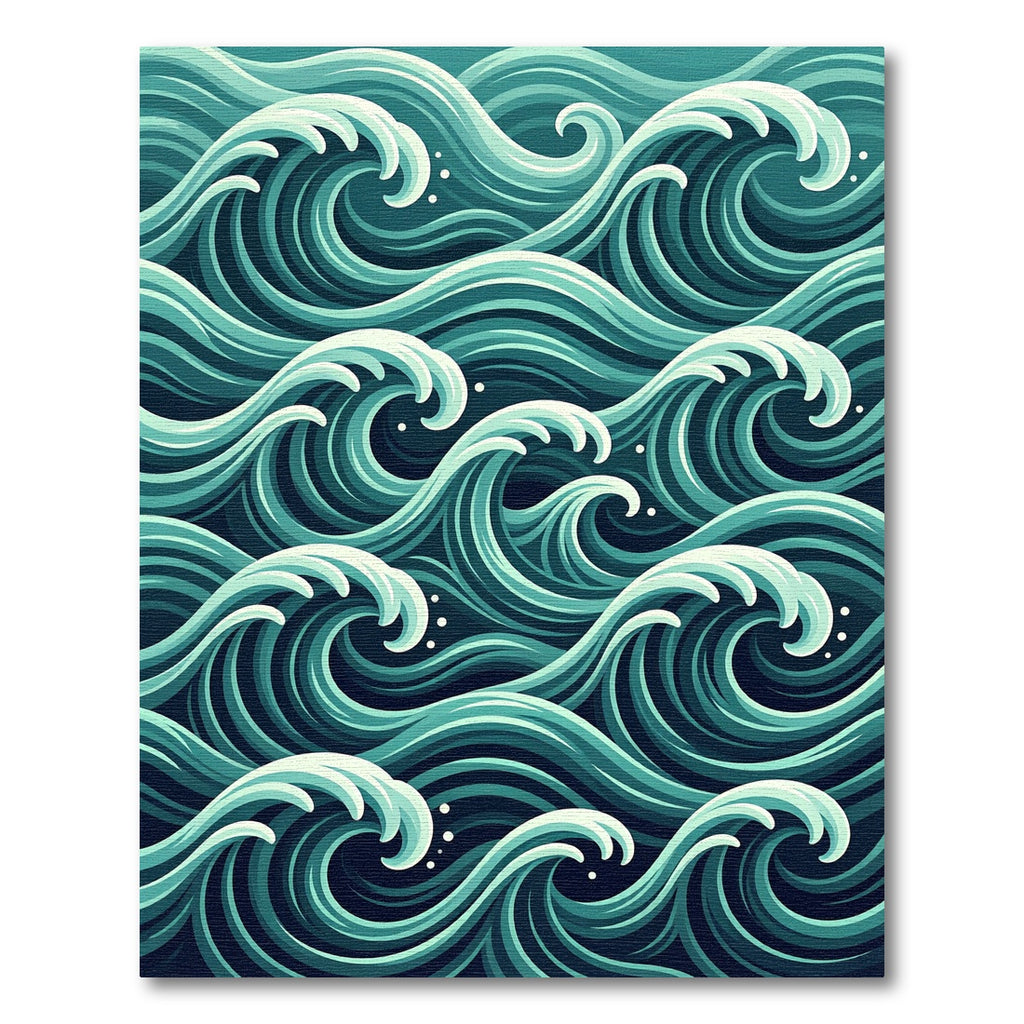 Abstract Teal Oceanic Wave Flow Rug