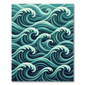 Abstract Teal Oceanic Wave Flow Rug