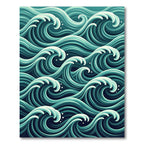 Abstract Teal Oceanic Wave Flow Rug