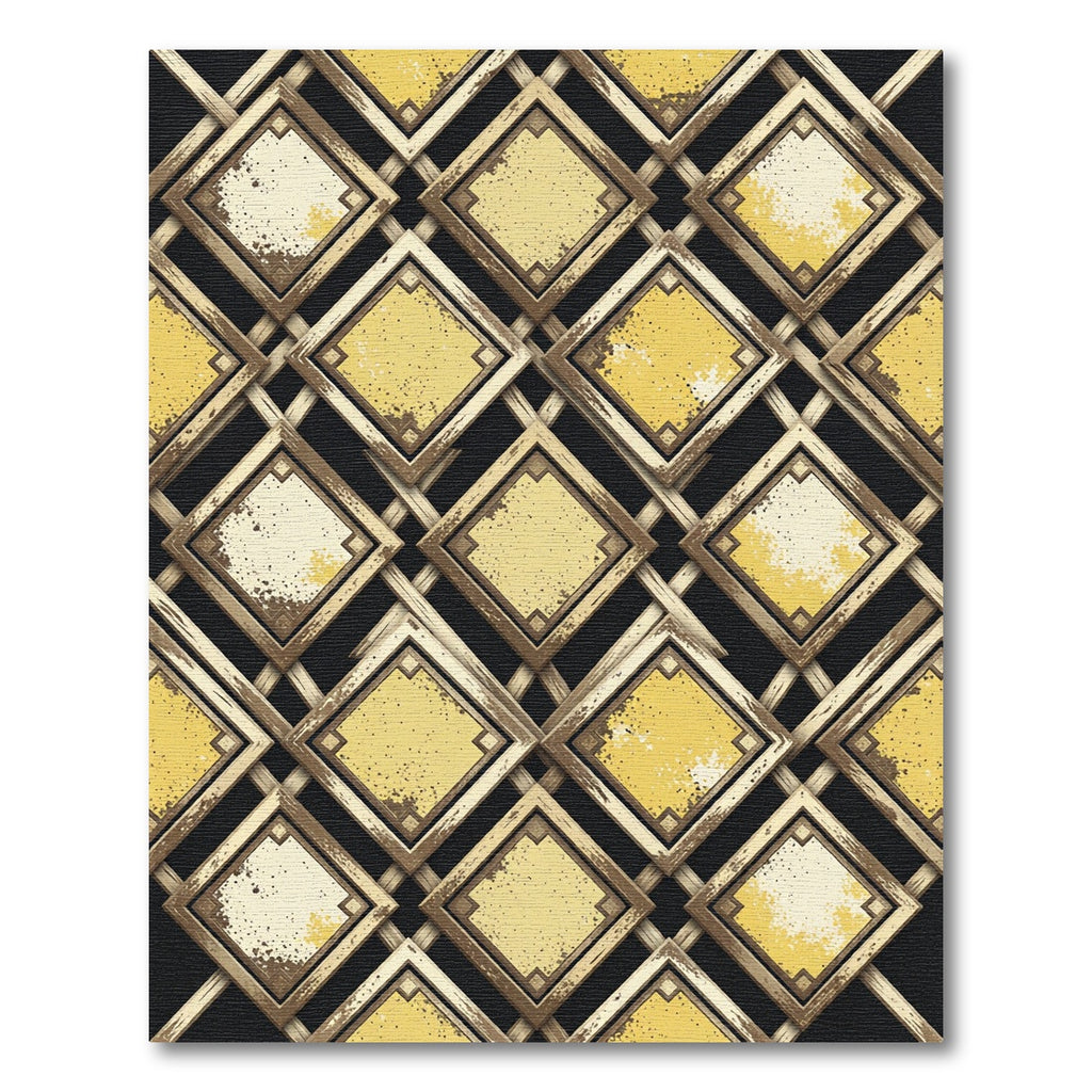 Gilded Geometric Diamond Lattice Gold Rug