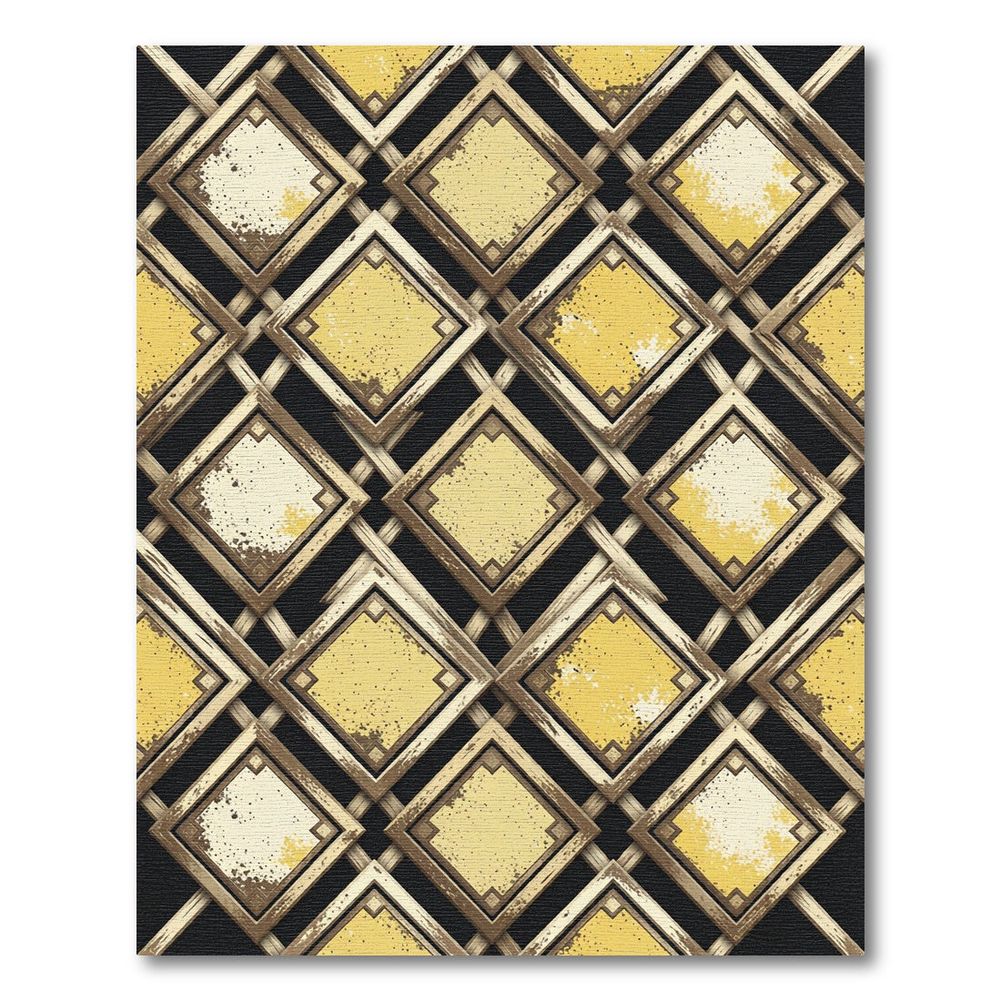 Gilded Geometric Diamond Lattice Gold Rug
