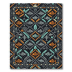 Navajo Inspired Orange Gray Fish Foulard Rug