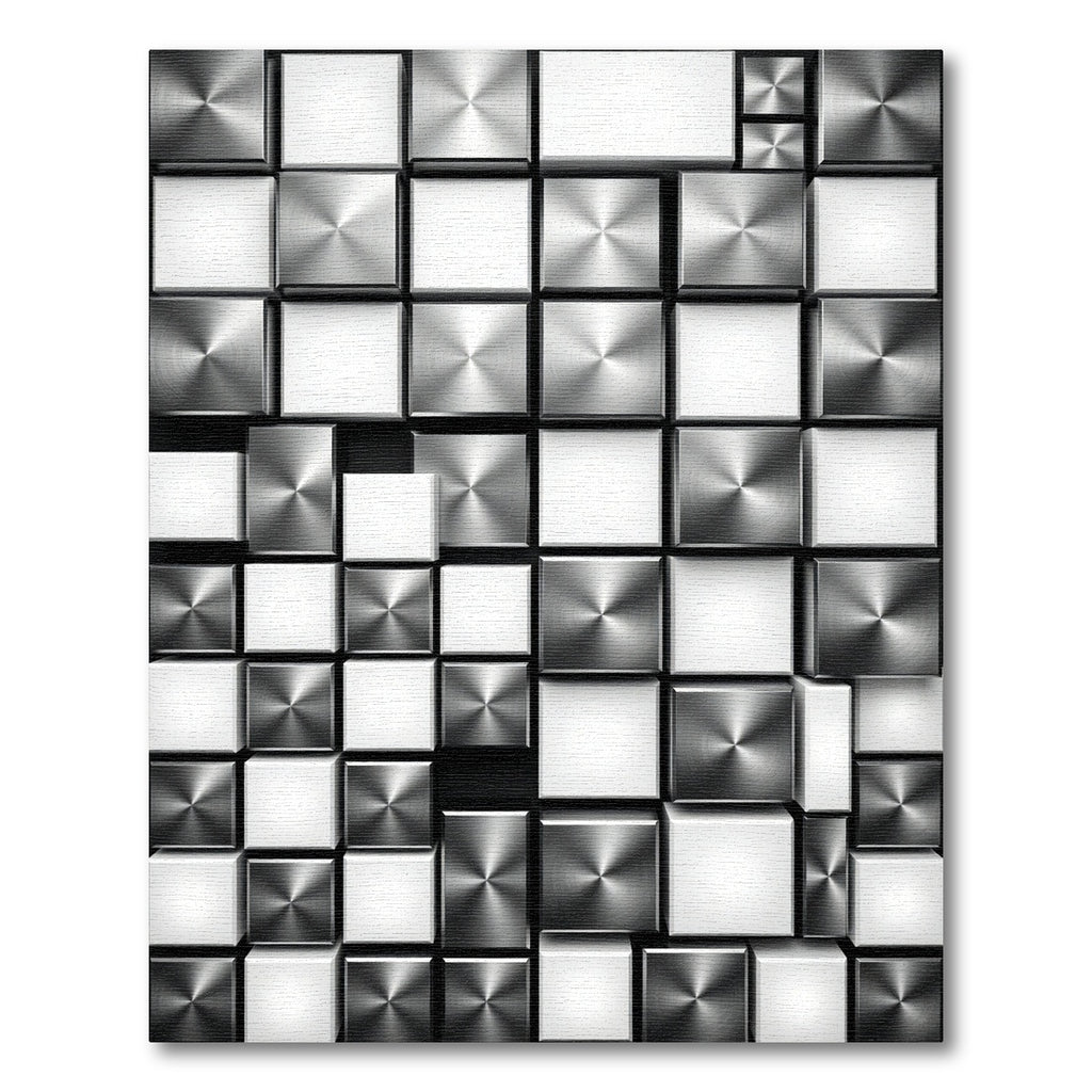 Modern Metallic Geometric Cubes Rug