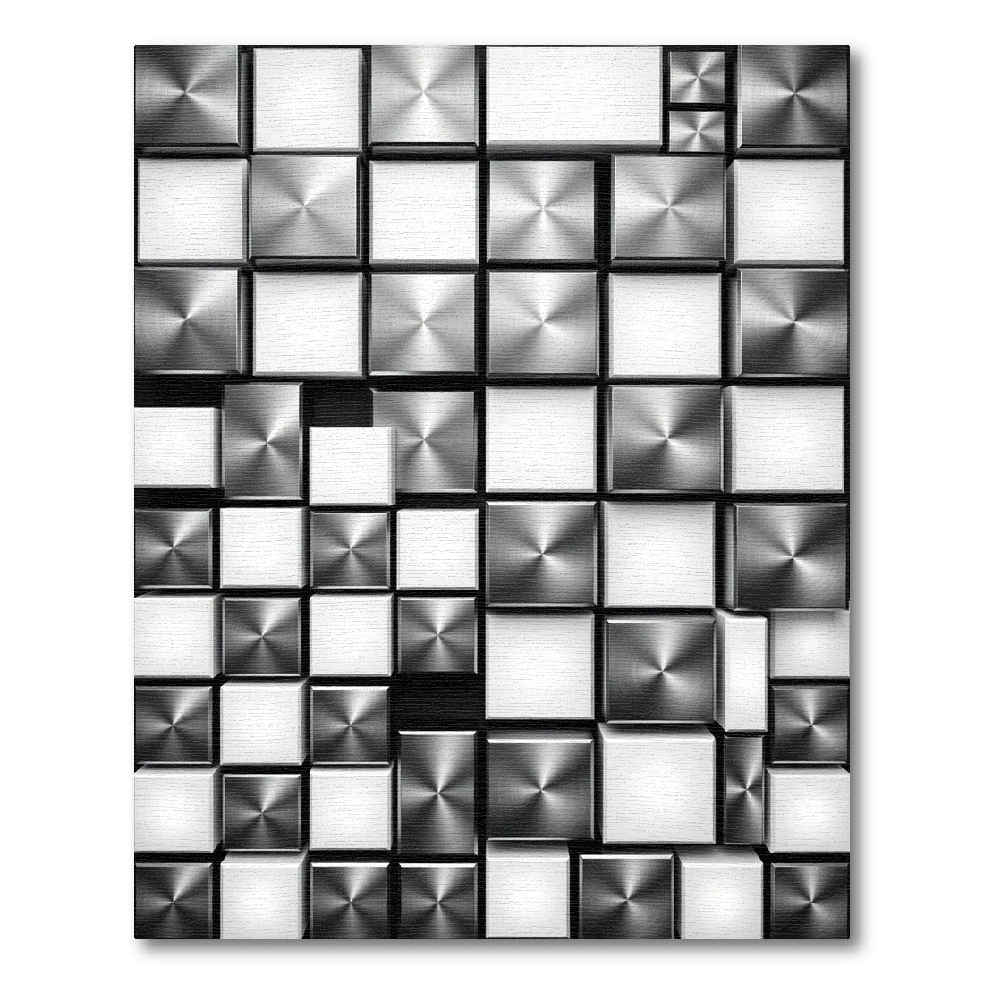 Modern Metallic Geometric Cubes Rug