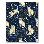 Celestial Cat Constellation Navy Moon Rug