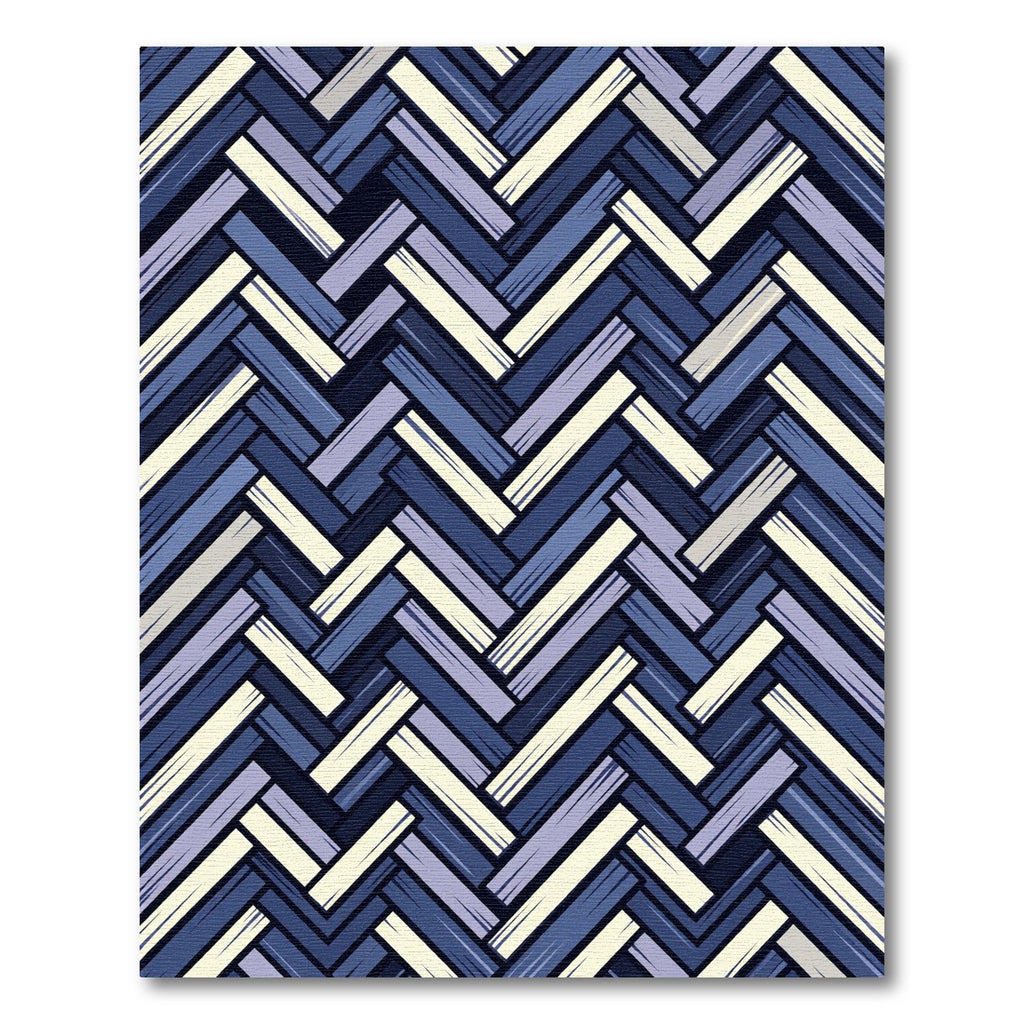 Blue Herringbone Weave Geometric Texture Rug