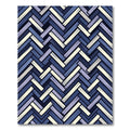 Blue Herringbone Weave Geometric Texture Rug