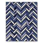 Blue Herringbone Weave Geometric Texture Rug
